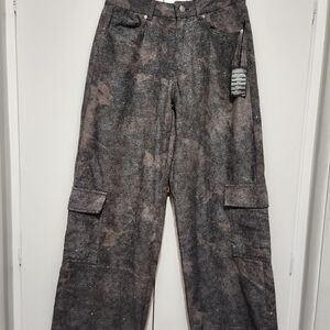 Textured Dark Cargo Pants